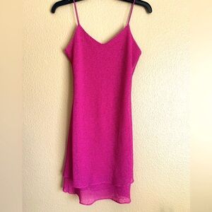 Cheroy Vintage Barbie Pink Spaghetti Strap Mini Tier Slip On Y2K Dress small